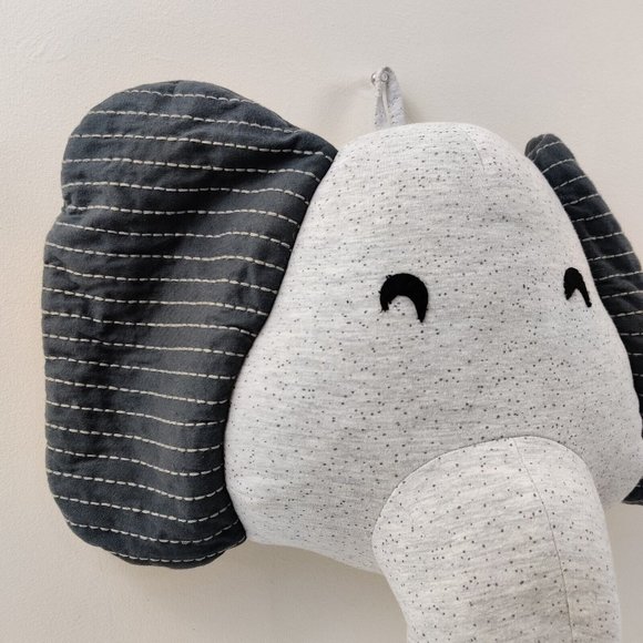 Plush Elephant Head Humane Trophy Stuffed Decor Nursery Wall Hanging - Picture 2 of 10